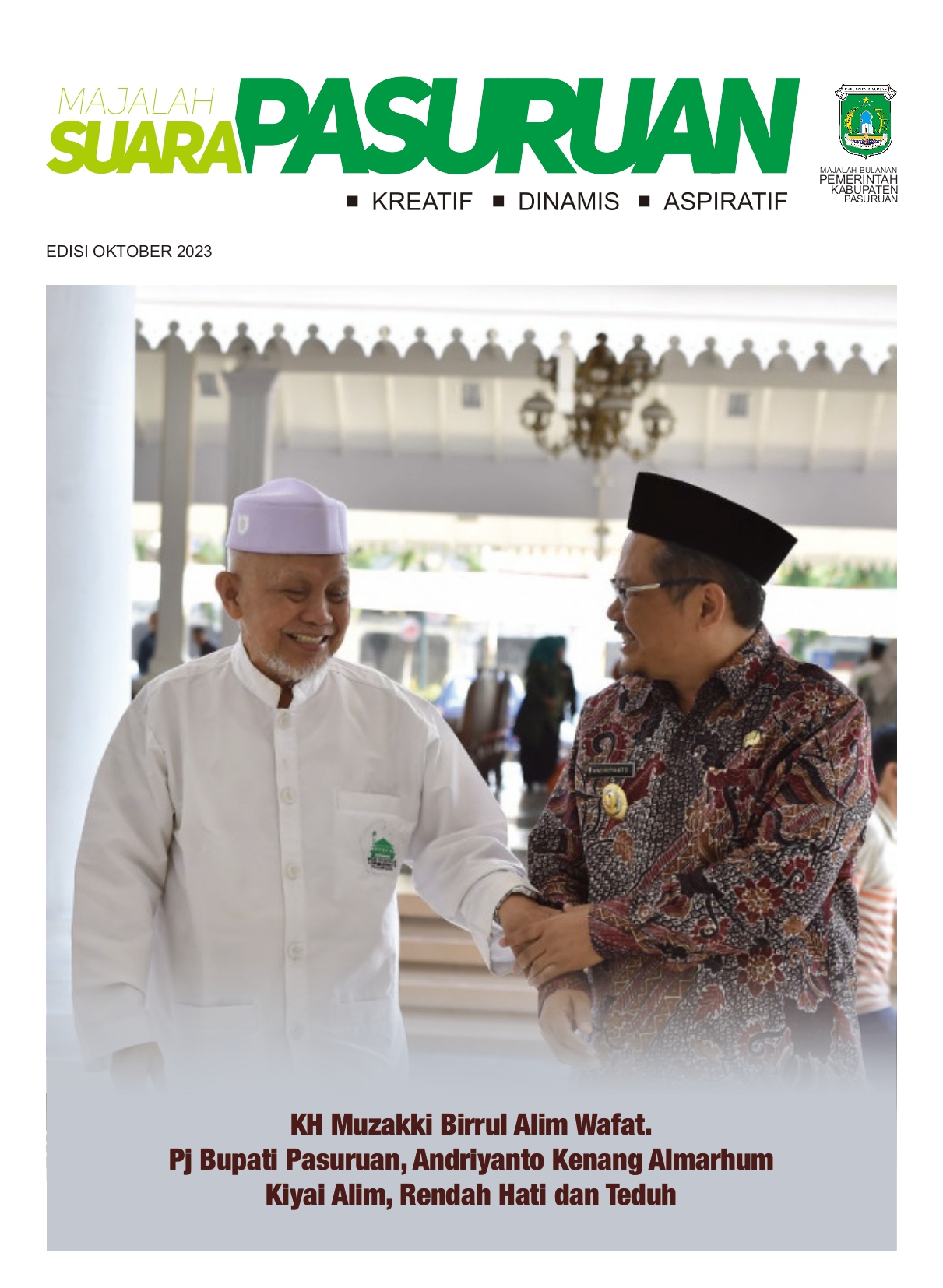 Sampul untuk Majalah Suara Pasuruan Edisi Oktober Tahun 2023