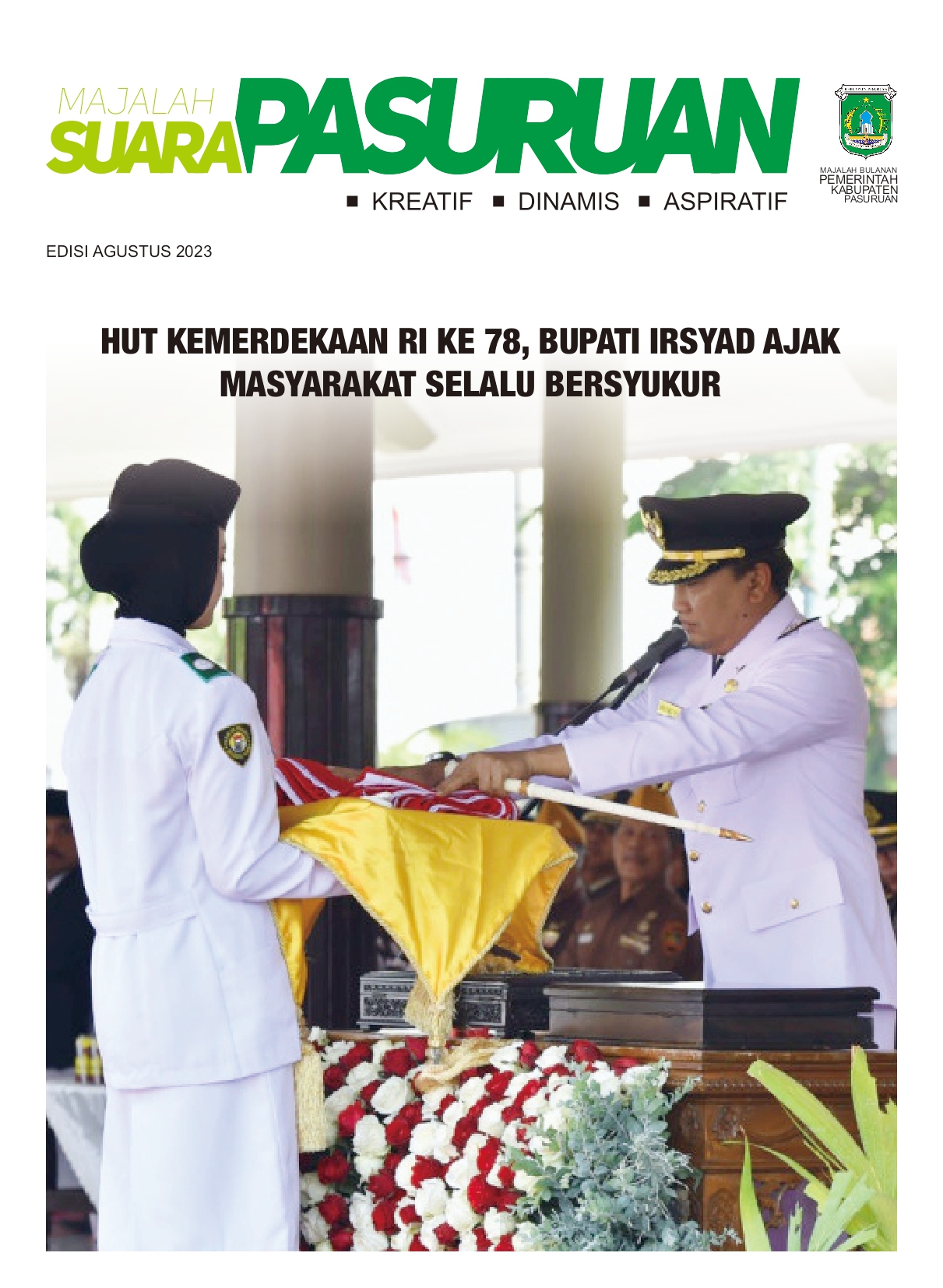 Sampul untuk Majalah Suara Pasuruan Edisi Agustus Tahun 2023