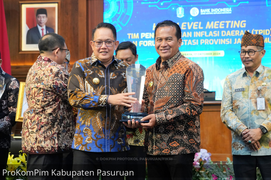 Selamat, Tim TPID Kabupaten Pasuruan Raih Penghargaan Tiga Besar Daerah TPID Kabupaten/Kota Non Pantauan IHK Berkinerja Terbaik Jatim