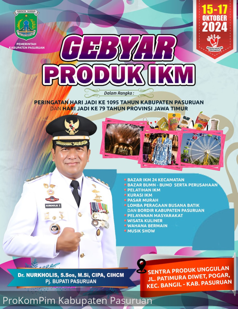 15-17 Oktober 2024, Pemkab Pasuruan Gelar Gebyar Produk IKM
