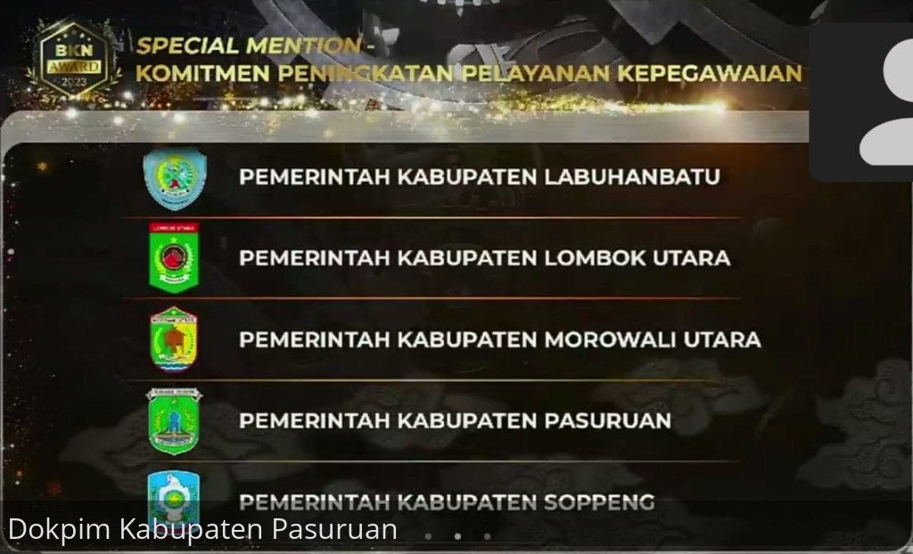 Pemkab Pasuruan Sabet Penghargaan BKN Awards 2023 Kategori Special Mention Komitmen Peningkatan Pelayanan Kepegawaian