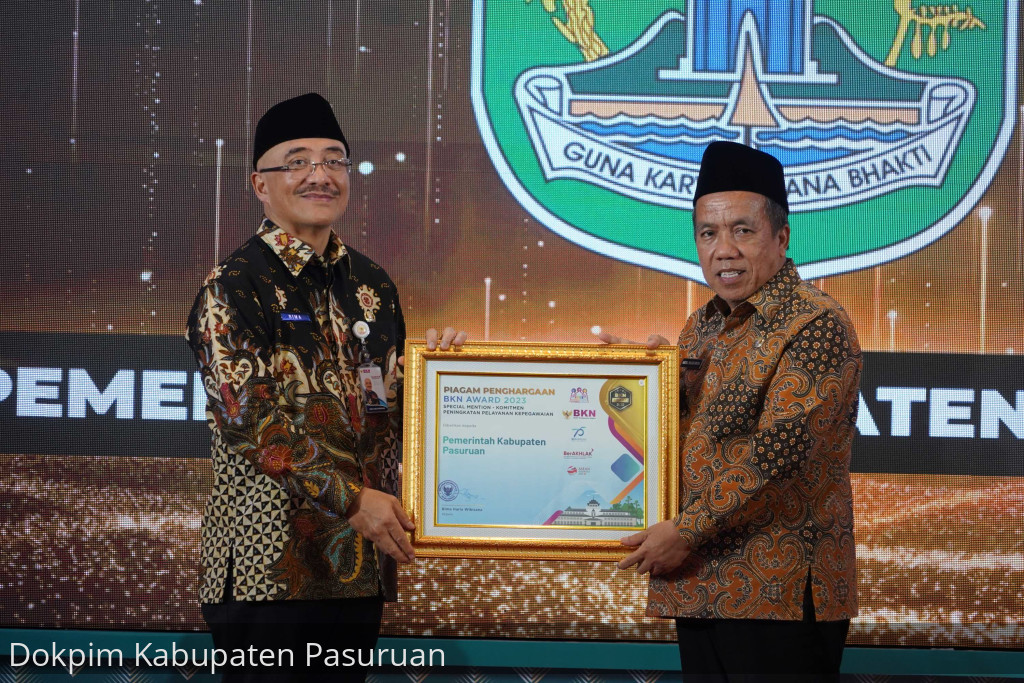 Pemkab Pasuruan Raih Anugerah BKN Award 2023 Kategori Special Mention Komitmen Peningkatan Pelayanan Kepegawaian