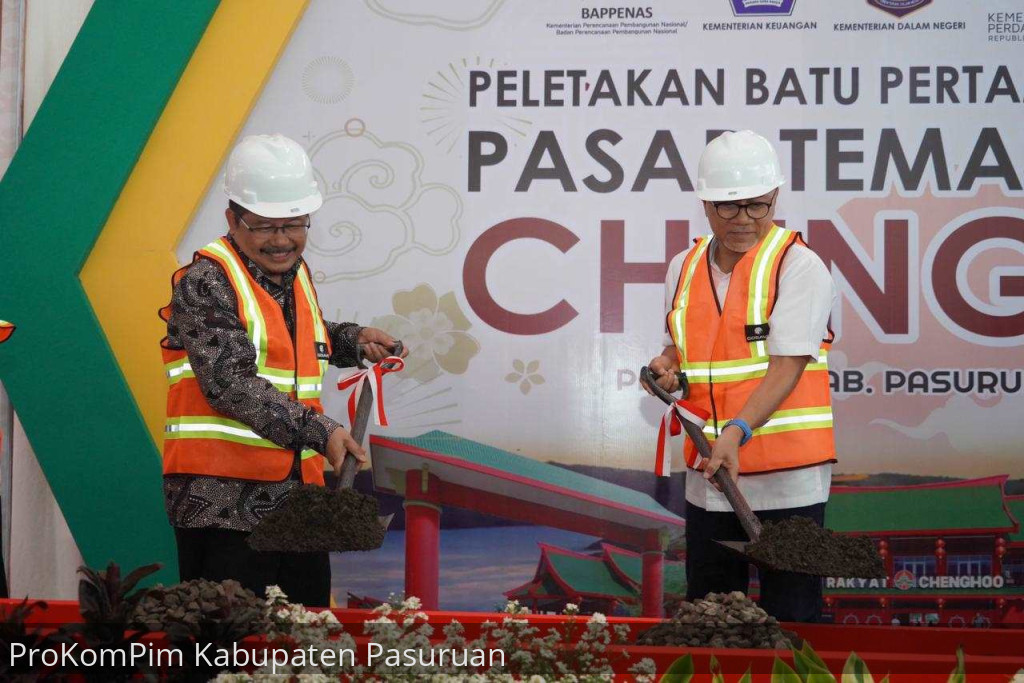 Bersama Pj. Bupati Pasuruan, Menteri Perdagangan RI Lakukan Peletakan Batu Pertama Revitalisasi Pasar Tematik Cheng Hoo