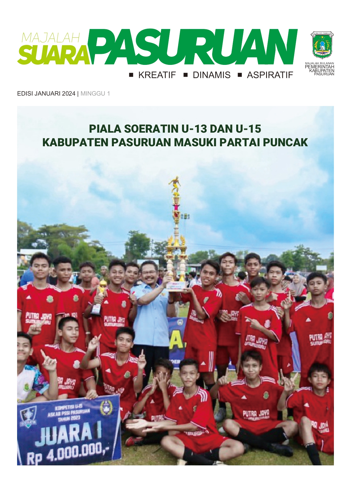 Sampul untuk Majalah Suara Pasuruan Edisi Januari Minggu I Tahun 2024