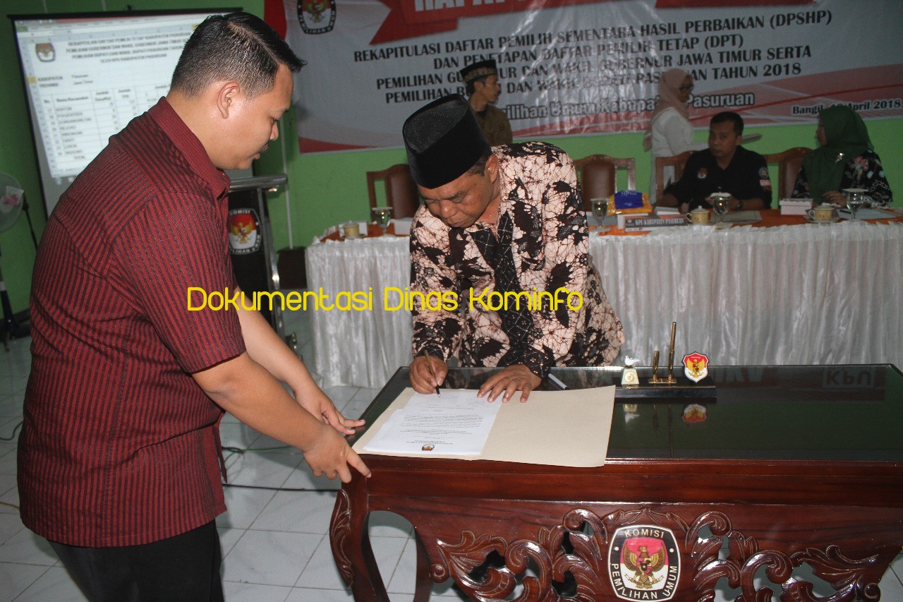 Sah, KPU Kabupaten Pasuruan Tetapkan DPT Pilkada Serentak 2018 Sebanyak 1.151.502 Pemilih 