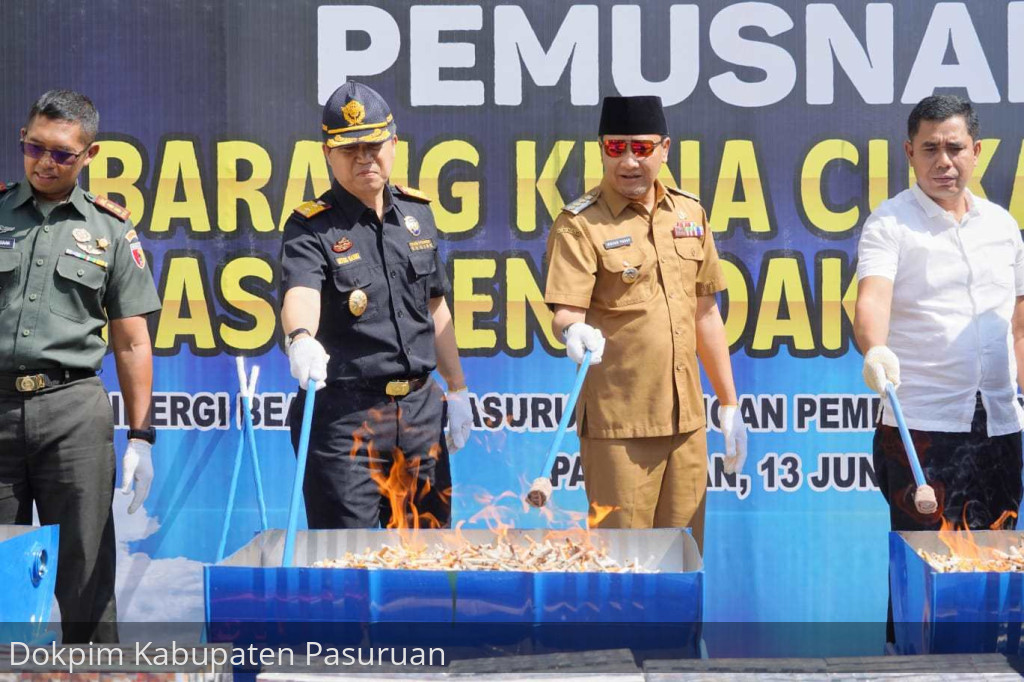 Pemkab Pasuruan Musnahkan Barang Milik Negara Hasil Penindakan KPPBC Tipe Madya Pabean A Pasuruan Periode 2022