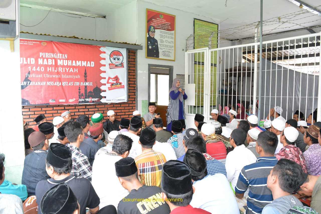 Ratusan Warga Binaan Rutan Bangil Khusyuk Ikuti Maulud Nabi Muhammad SAW 