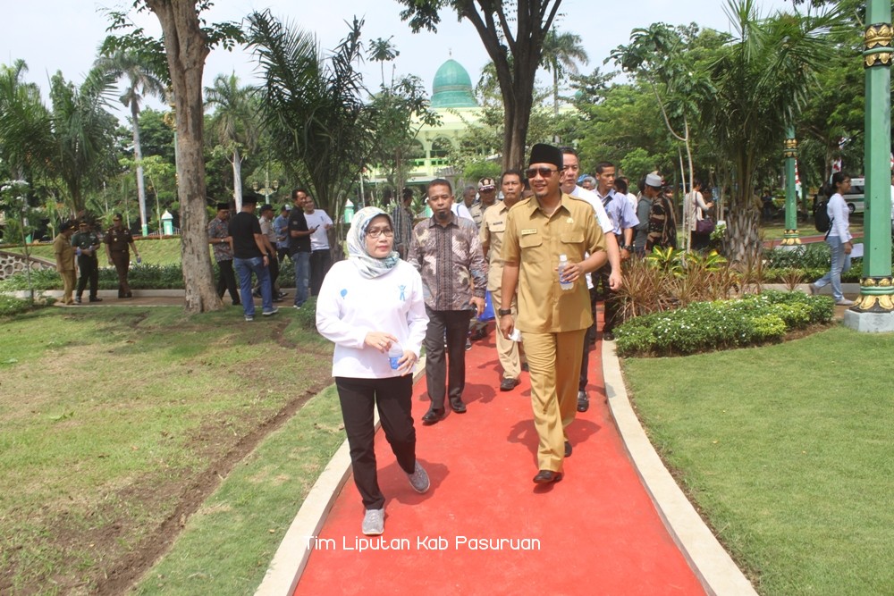 Anggarkan Rp 500 Juta, Pemkab Pasuruan dan PT Amerta Indah Otsuka Percantik Alun-Alun Bangil