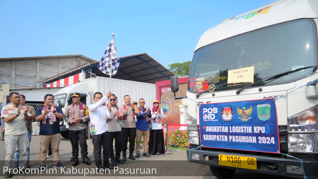 Apel Kesiapan Distribusi Serentak Logistik Pemilihan Tahun 2024, Pj. Bupati Nurkholis Berangkatkan Armada Logistik KPU