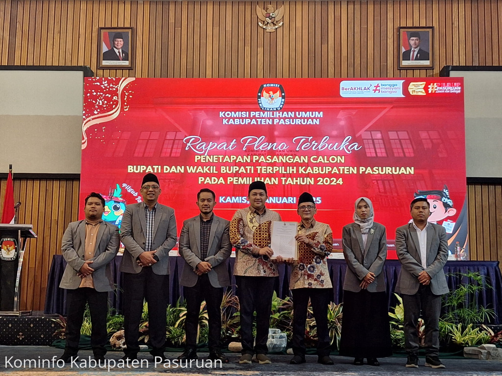 KPU Kabupaten Pasuruan Tetapkan M. Rusdi Sutejo-M. Shobih Asrori sebagai Bupati dan Wakil Bupati Pasuruan Terpilih Periode 2025-2030