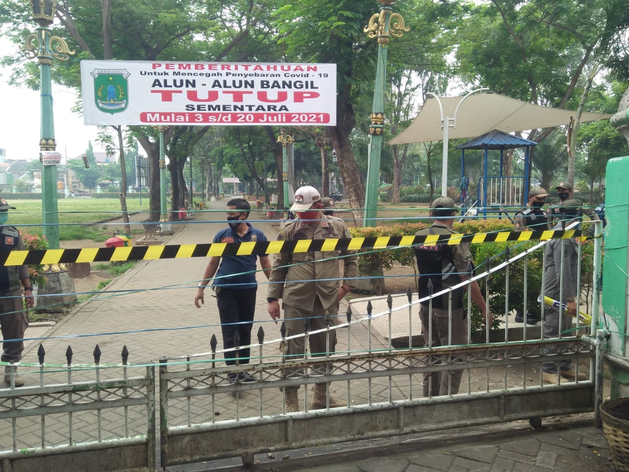 Alun-Alun Bangil dan Hutan Kota Kalirejo, ditutup sementara. Tak Ada Aktifitas Makan/Minum di Tempat 