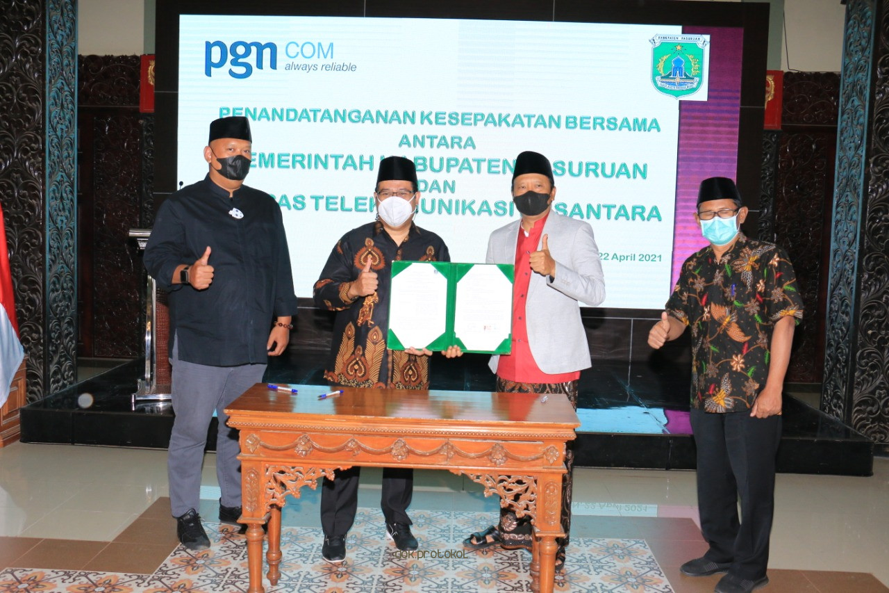 Bangun Jaringan Internet Sampai Desa Terpencil, Pemkab Pasuruan Teken Kerja Sama dengan PGNCOM