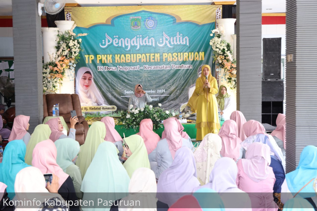 Pengajian Rutin TP PKK di Desa Nogosari Pandaan, Tim Penggerak PKK Kabupaten Pasuruan Himbau Warga Antisipasi Bencana di Musim Penghujan dan Sukseskan Pilkada Tahun 2024