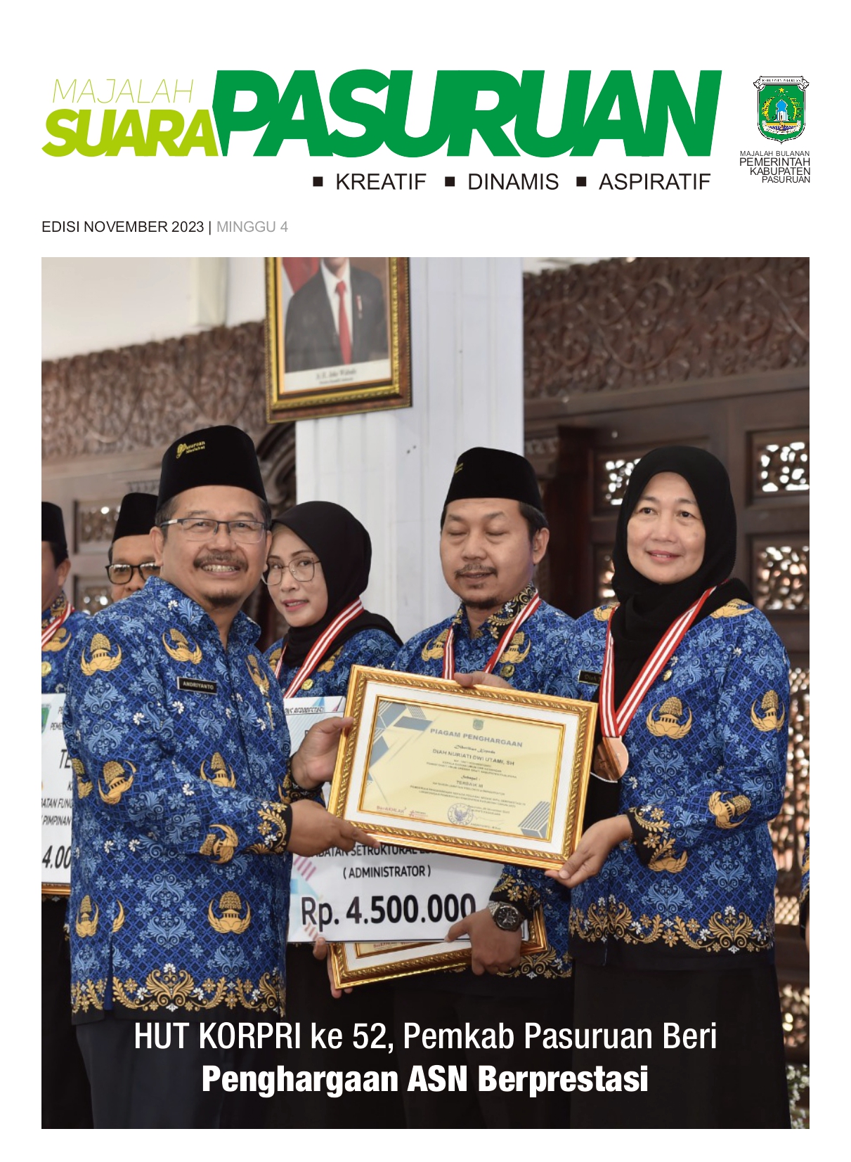 Sampul untuk Majalah Suara Pasuruan Edisi November Minggu IV Tahun 2023