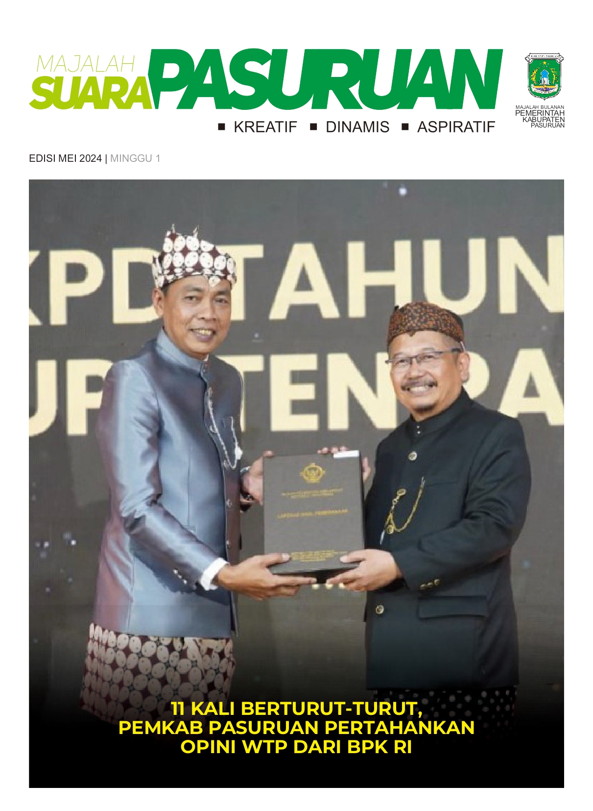 Sampul untuk Majalah Suara Pasuruan Edisi Mei Minggu I Tahun 2024