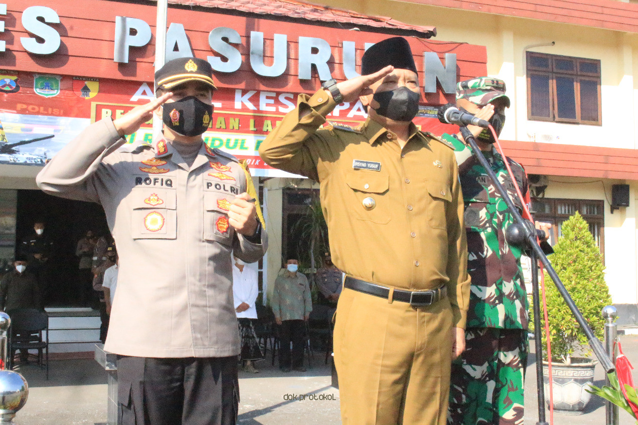 Pimpin Apel Serentak, Bupati Irsyad Yusuf Himbau Ketua RT/RW se-Kabupaten Pasuruan Awasi Pergerakan Pemudik 